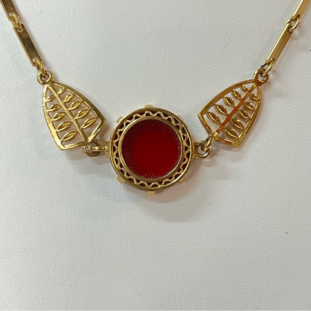 Vintage Red and Gold Glass Choker Necklace